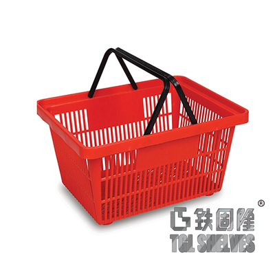 Handheld Shopping Basket Red Color 470×320×210mm PP Material