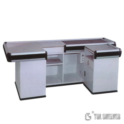 Custom Conveyor Belt Checkout Counter Steel Cashier Counter