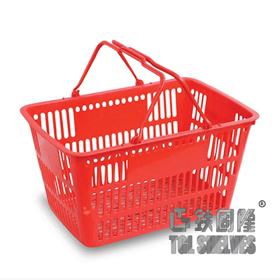 Handheld Shopping Basket Red Color 470×320×210mm PP Material