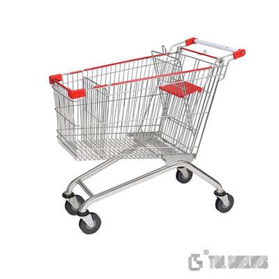 125L TGL Grocery Shopping Carts , ODM Supermarket Shopping Trolley Steel Material